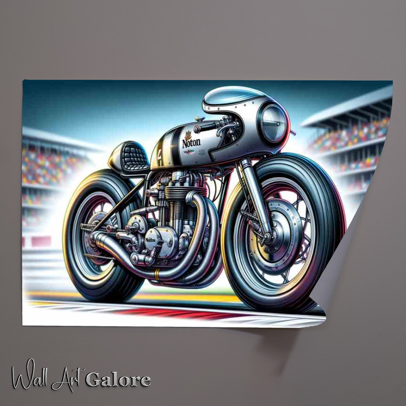 Buy Unframed Poster : (Cool Cartoon Manx Norton Motorcycle Art A cartoon style)