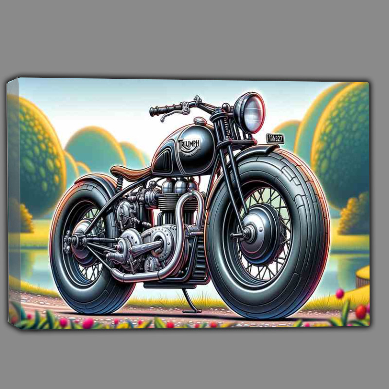 Buy Canvas : (Cool Cartoon Triumph Model H Motorcycle Art A cartoon style)