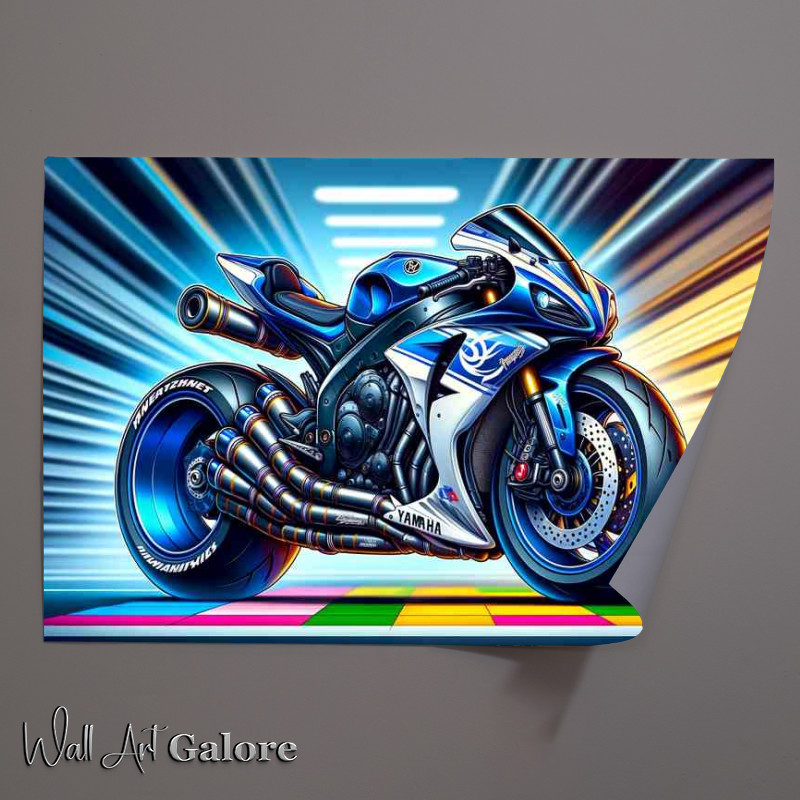 Buy Unframed Poster : (Cool Cartoon Yamaha R1 Motorcycle Art)