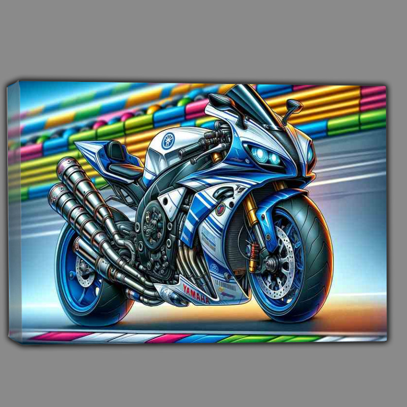 Buy Canvas : (Yamaha R1 Motorcycle Art A cartoon style)