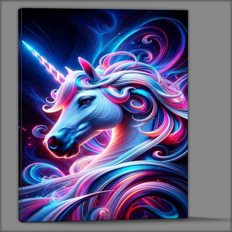 Buy Canvas : (A magical unicorn head kaleidoscope of neon colors)