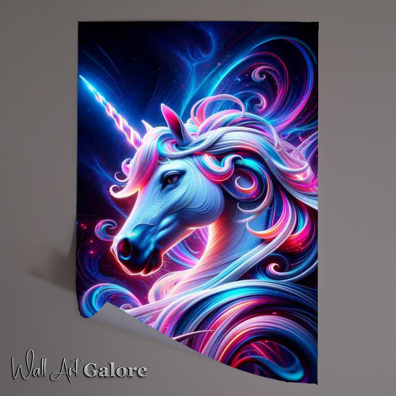 Buy Unframed Poster : (A magical unicorn head kaleidoscope of neon colors)