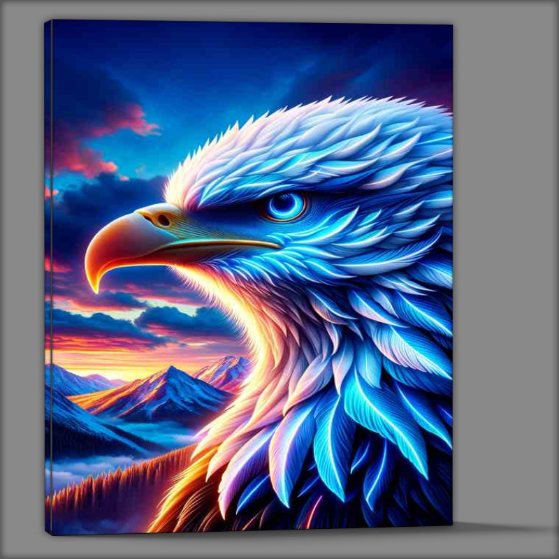 Buy Canvas : (A majestic eagles head, with neon blue and white tones)