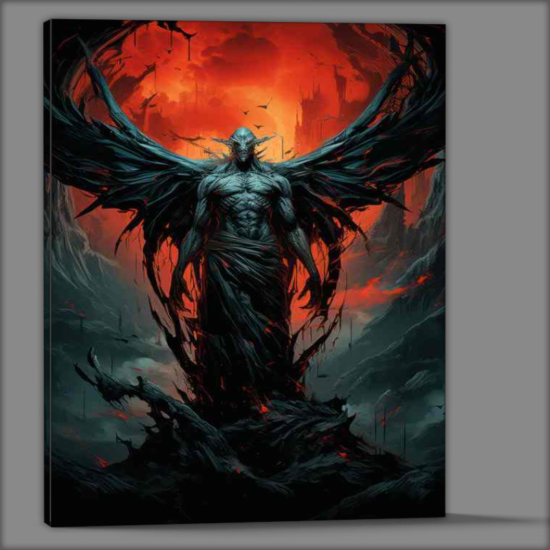 Buy Canvas : (Demon wings and a red moon)