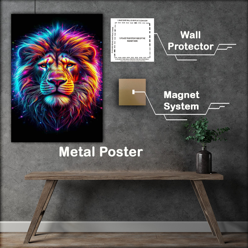Buy Metal Poster : (A majestic lions head with a powerful gaze)