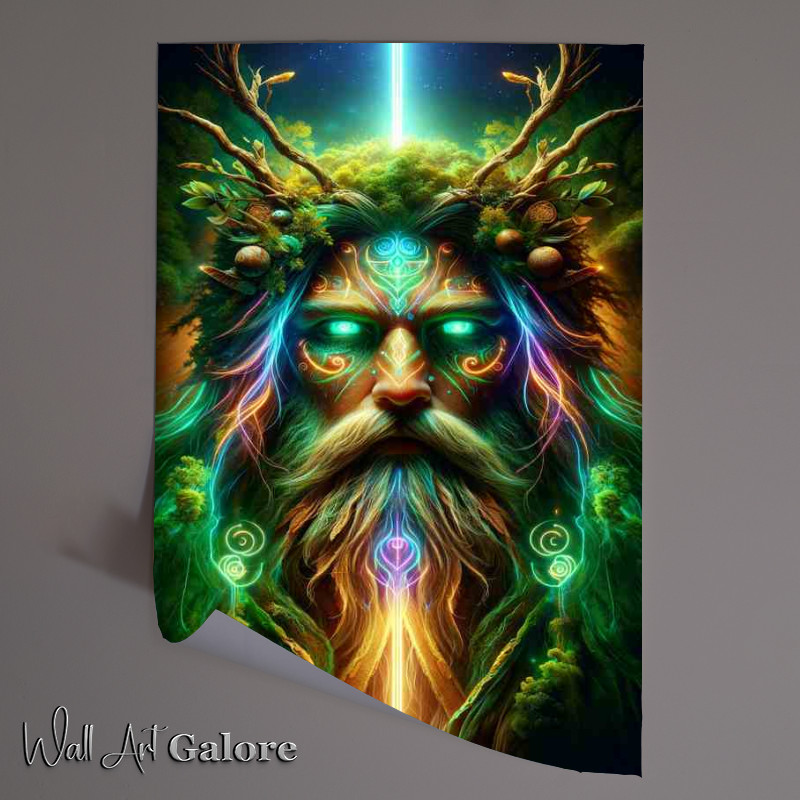 Buy Unframed Poster : (A majestic pagan god enveloped in mystical neon colors)