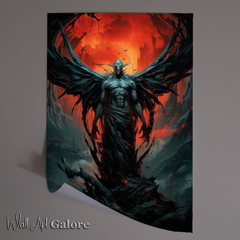 Buy Unframed Poster : (Demon wings and a red moon)
