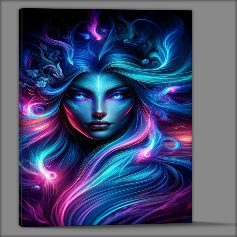 Buy Canvas : (A mythical siren head with surreal neon colors)