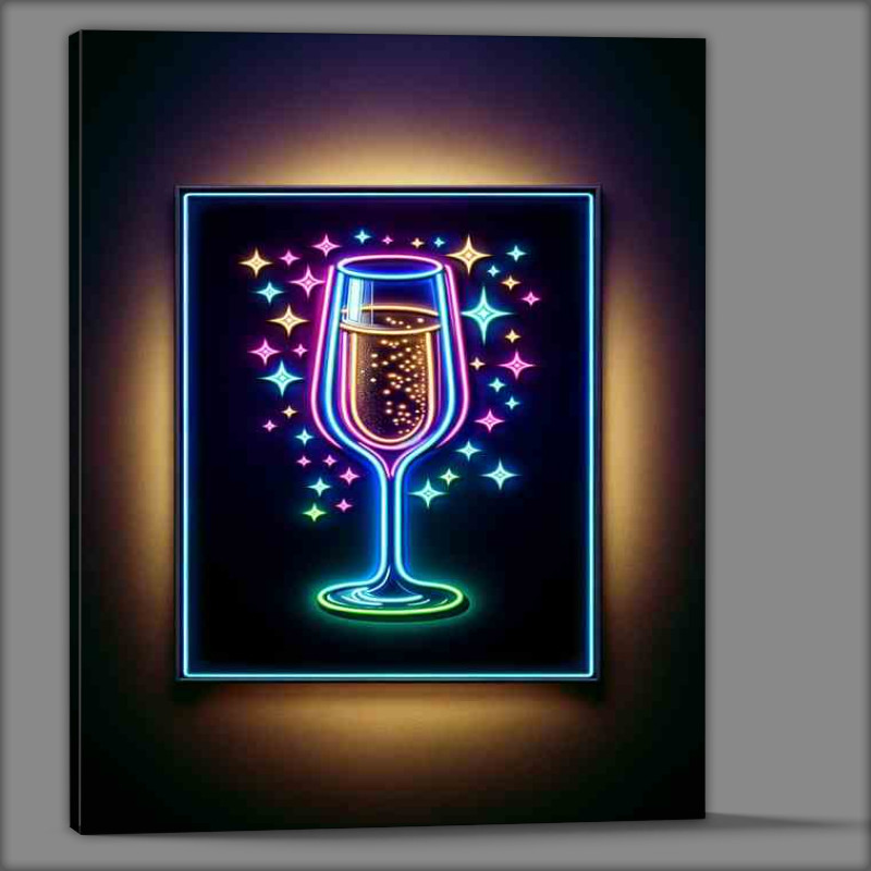 Buy : (Champagne Neon Poster: Home Bar Luxe Canvas)