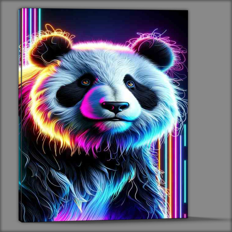 Buy Canvas : (A panda in ultra high quality featuring vivid neon colors)