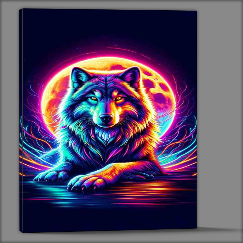 Buy Canvas : (A wolf in ultra high quality with a full moon)