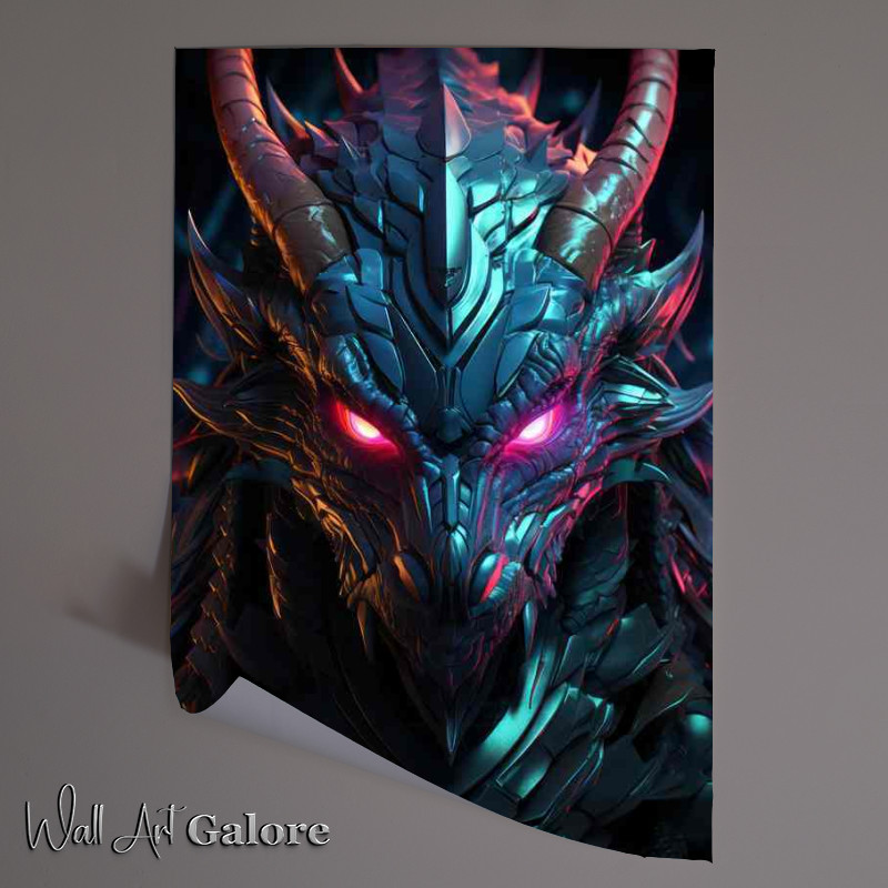 Buy Unframed Poster : (Dragon head in neon style colours)