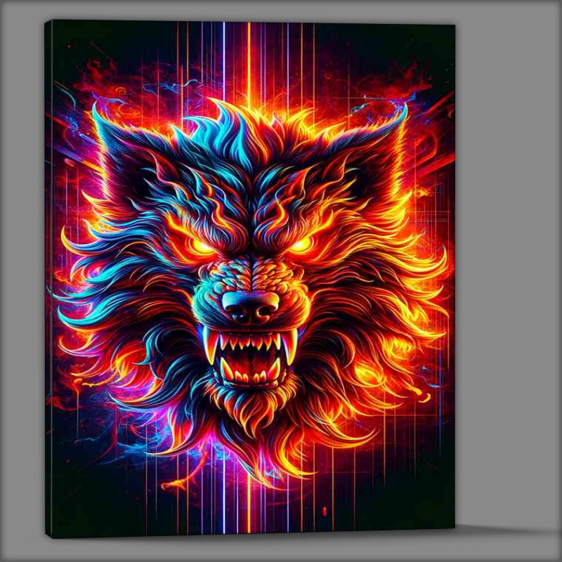 Buy Canvas : (Cerberus head enhanced with vivid neon colors)