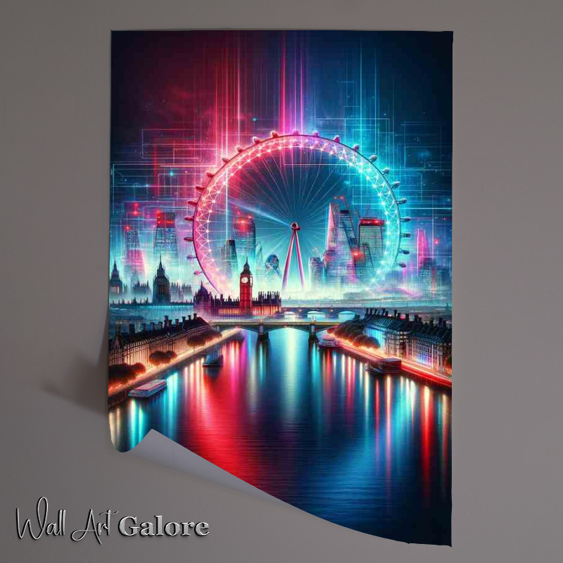 Buy Unframed Poster : (London skyline aglow with radiant neon colors)