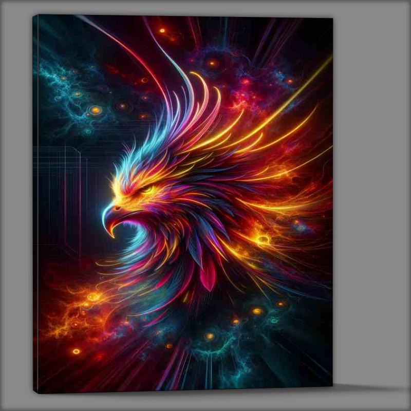 Buy Canvas : (Phoenix head glowing with intense neon colors)