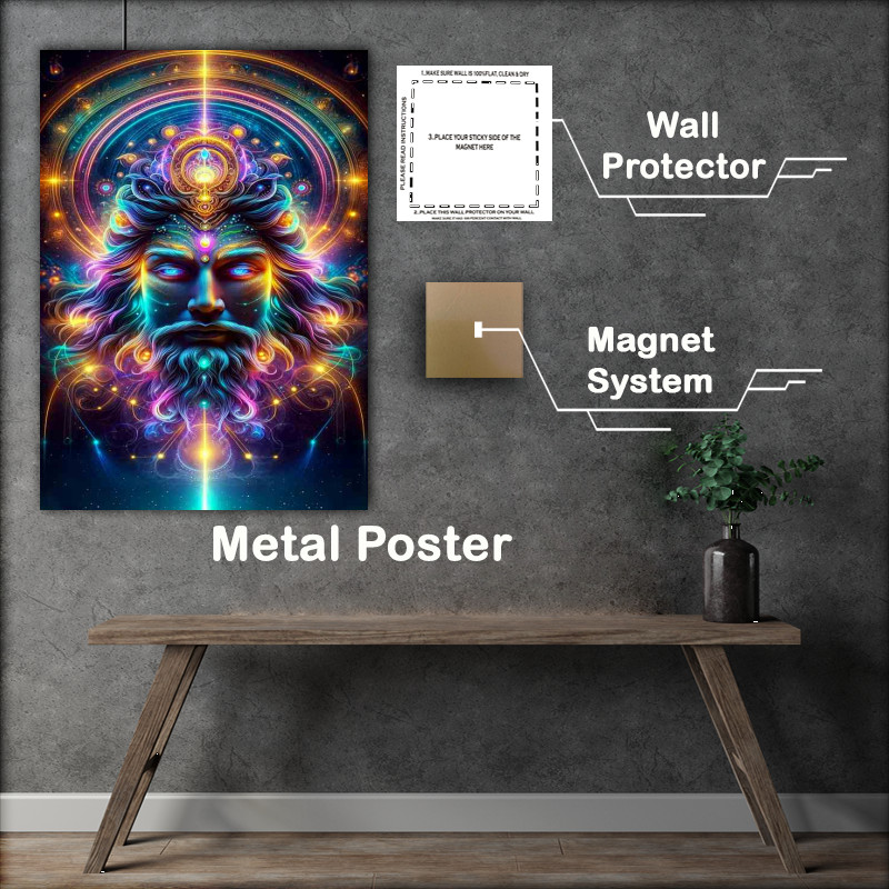 Buy Metal Poster : (Powerful deity radiating divine energy neon)