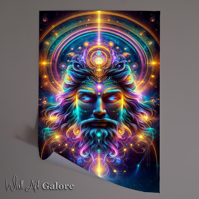 Buy Unframed Poster : (Powerful deity radiating divine energy neon)