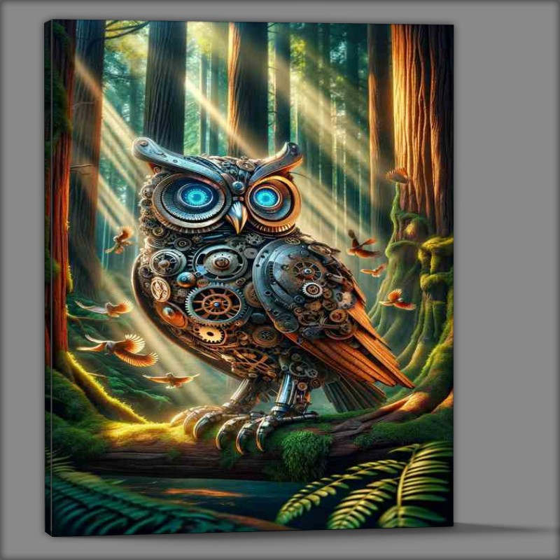 Buy Canvas : (Automaton Steampunk Owl in Forest)
