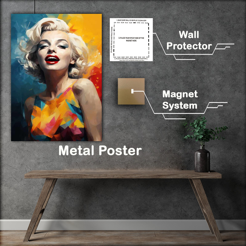 Buy Metal Poster : (A painting style of marilyn monroe in yellow blue)
