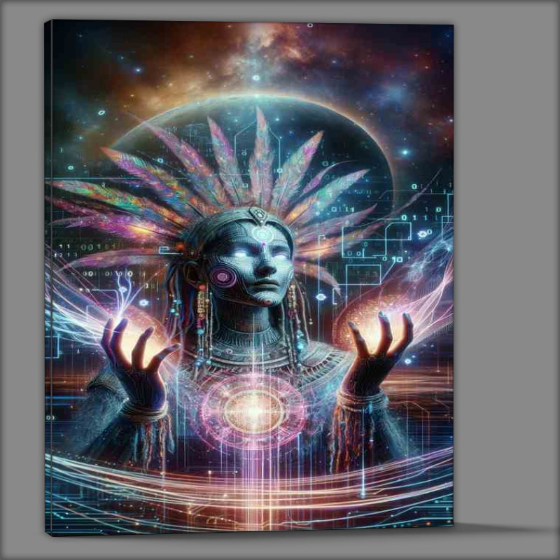Buy Canvas : (A cybernetic shaman channeling the energy)