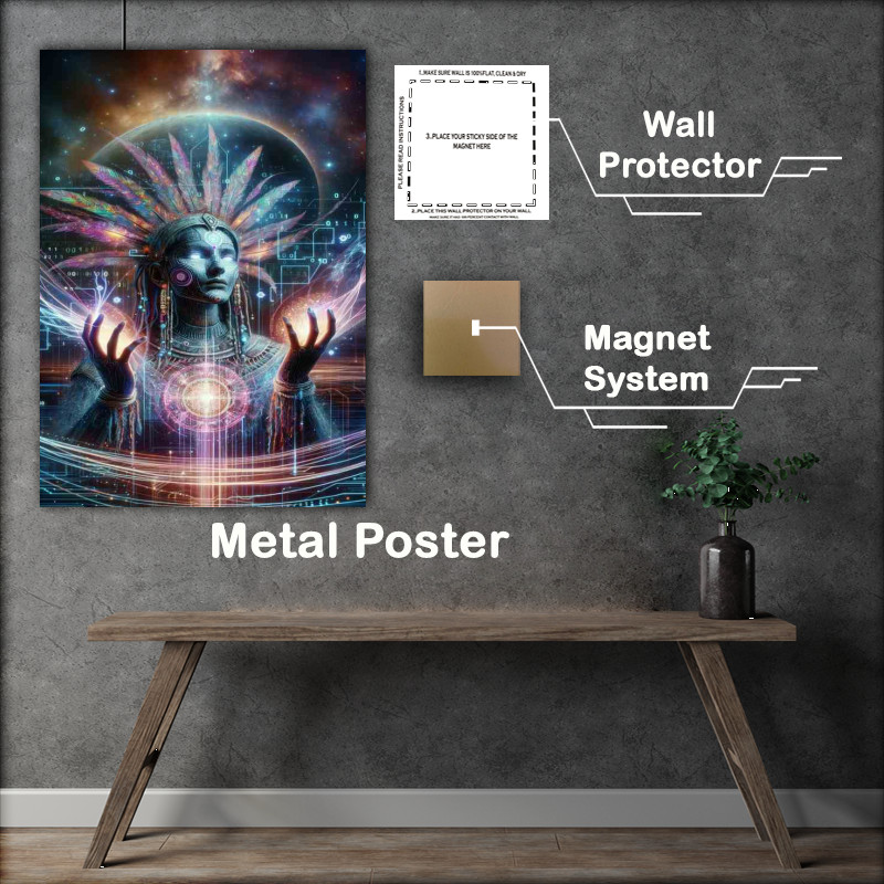 Buy Metal Poster : (A cybernetic shaman channeling the energy)