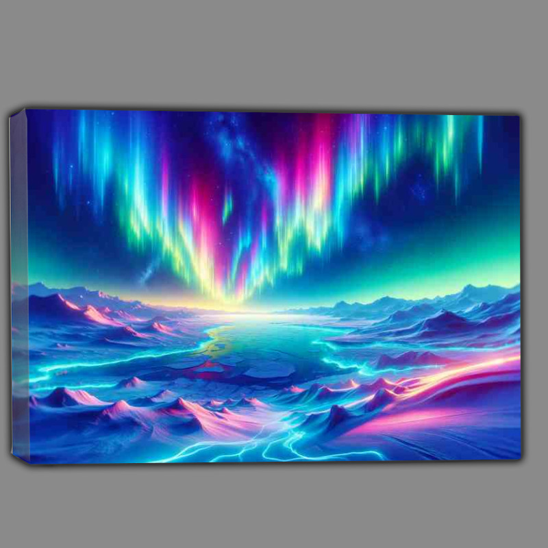 Buy Canvas : (A Neon Aurora over an Icy Tundra)