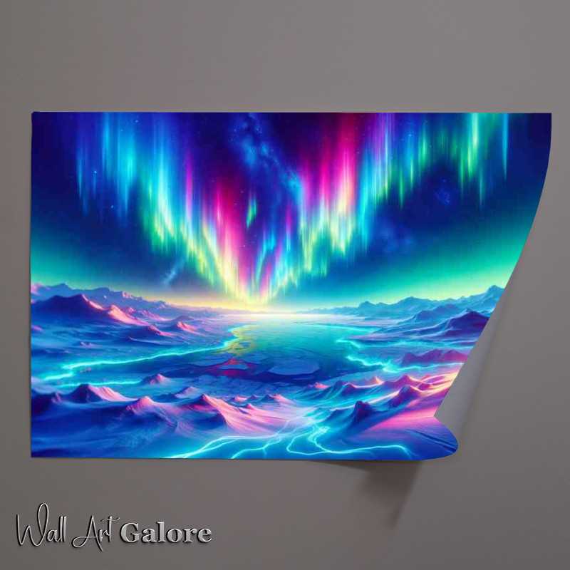 Buy Unframed Poster : (A Neon Aurora over an Icy Tundra)