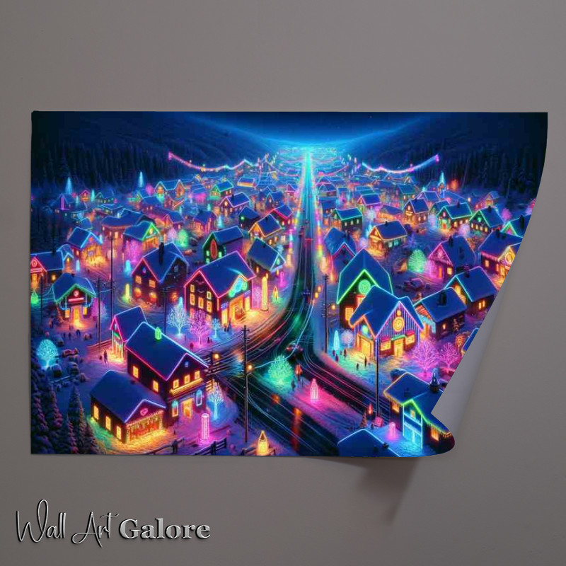 Buy Unframed Poster : (A Neon Festival of Lights in a snowy village)