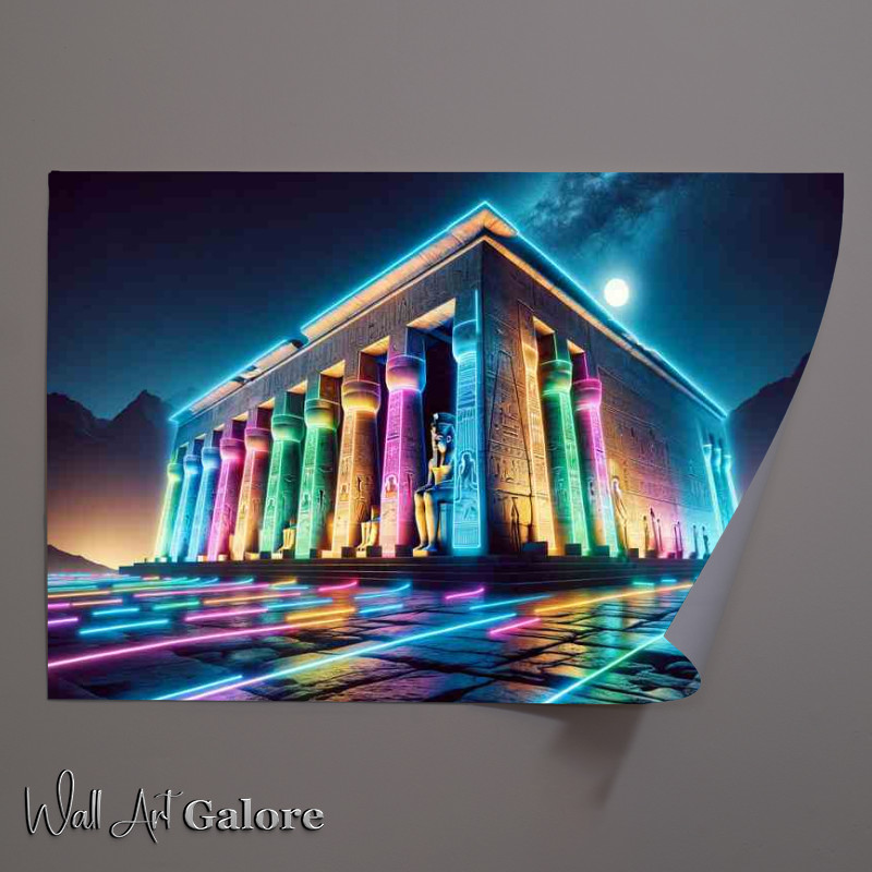 Buy Unframed Poster : (A Neon Lights at an Ancient Egyptian Temple)