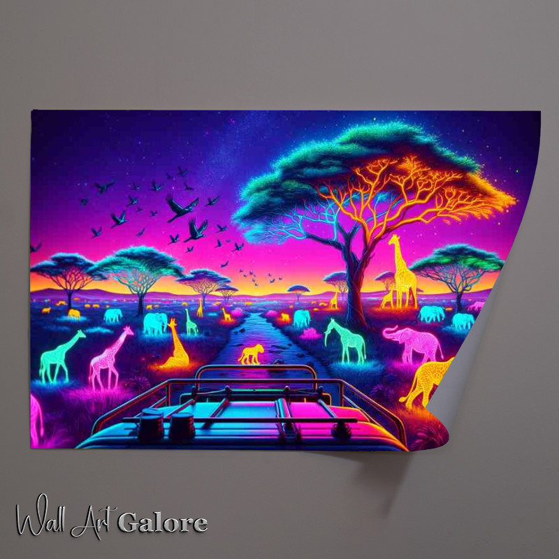 Buy Unframed Poster : (A Neon Safari Adventure in the African Savannah)