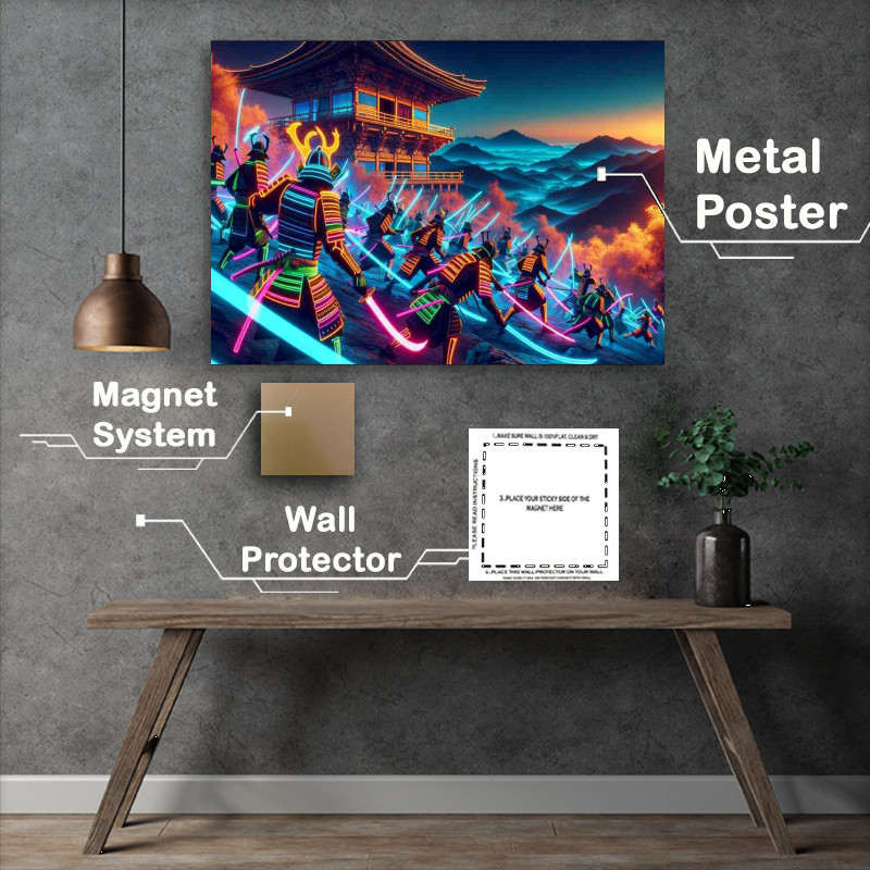 Buy Metal Poster : (A Neon Samurai Battle in Ancient Japan)
