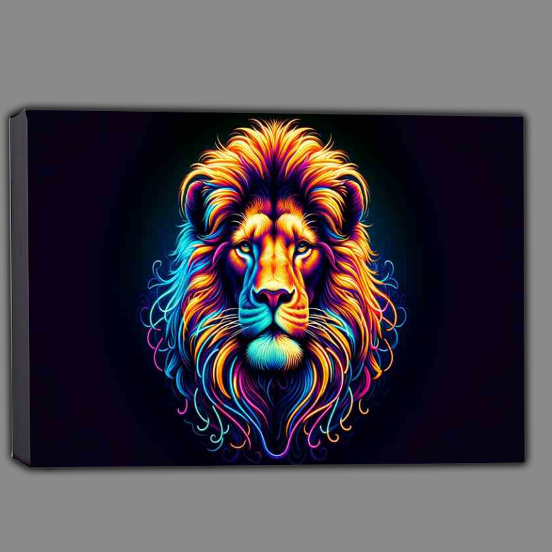 Buy Canvas : (A majestic lion in a neon art style featuring vibrant colors)