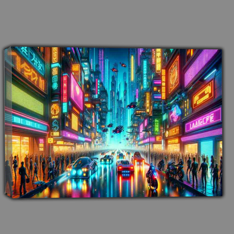 Buy Canvas : (Neon Cyber City Street)