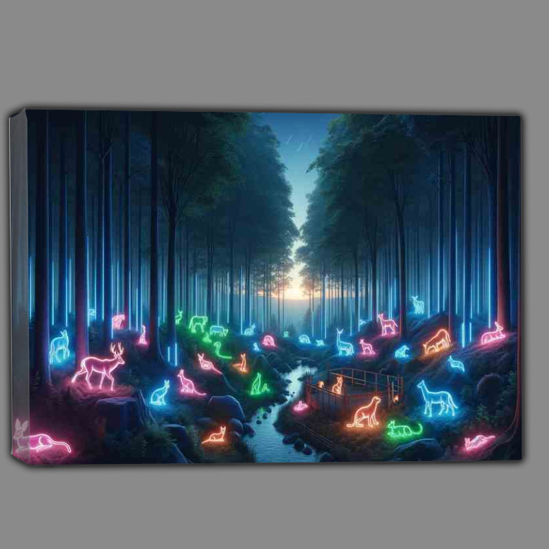Buy Canvas : (A neon wildlife sanctuary at dusk)