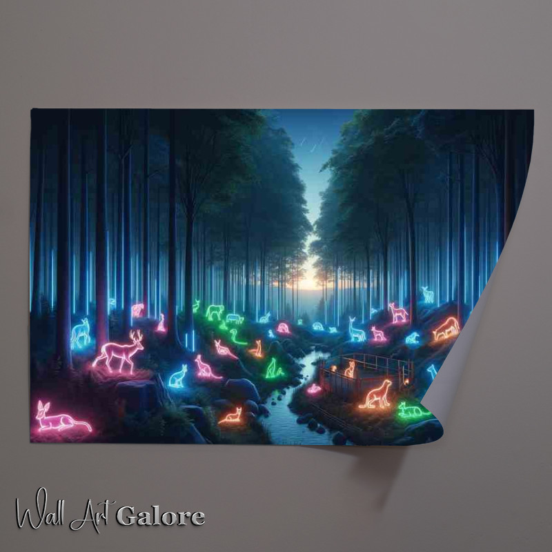 Buy Unframed Poster : (A neon wildlife sanctuary at dusk)
