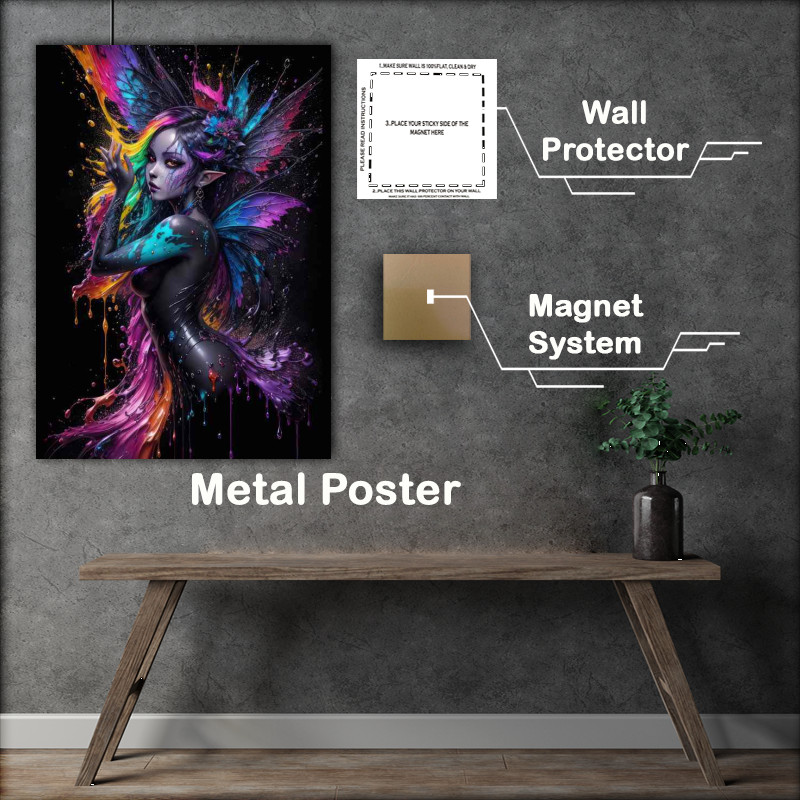Buy Metal Poster : (Fairy with fabulous colours splash art)