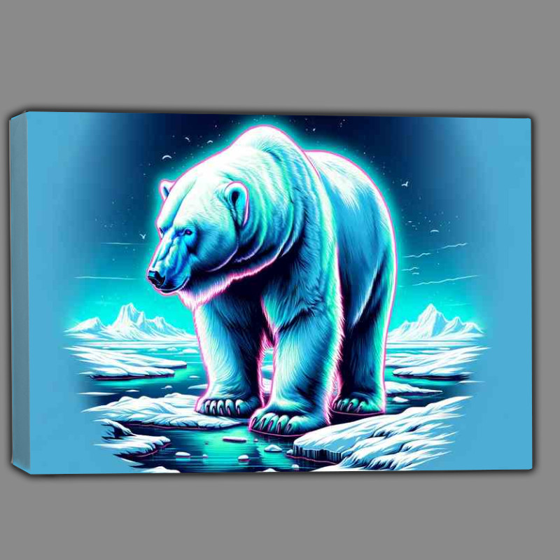 Buy Canvas : (A polar bear in a snowy landscape in a neon art style)