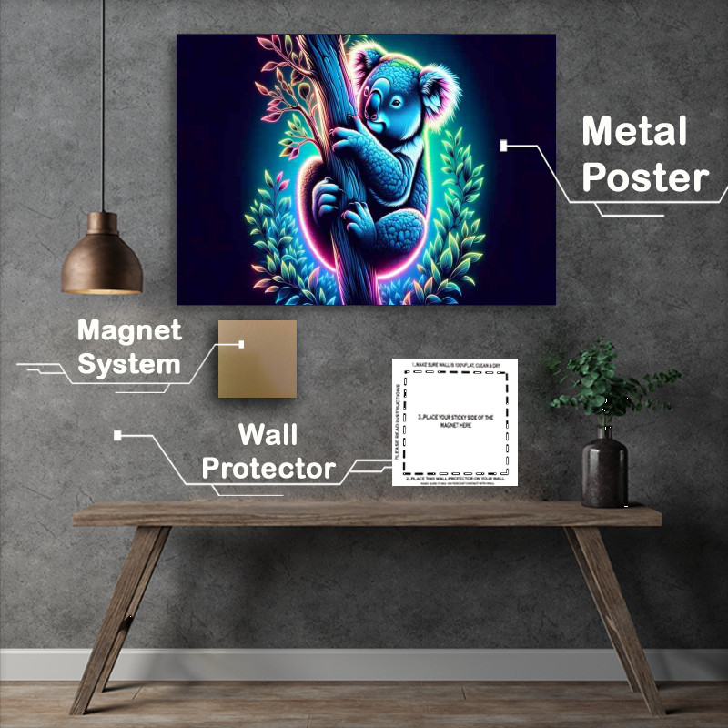 Buy Metal Poster : (A serene koala clinging to a eucalyptus tree)