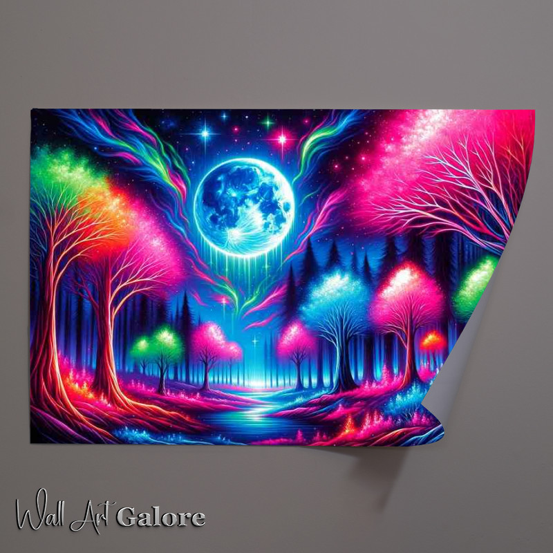 Buy Unframed Poster : (Beautiful neon themed painting depicting a surreal landscape)