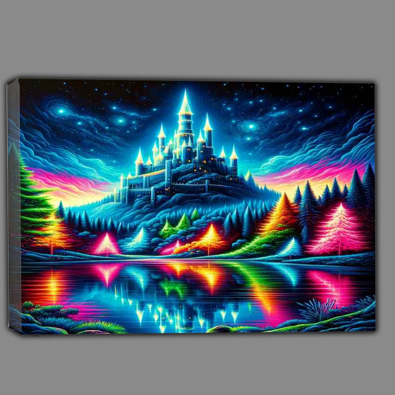 Buy : (Enchanted Neon Fantasy Landscape Canvas)