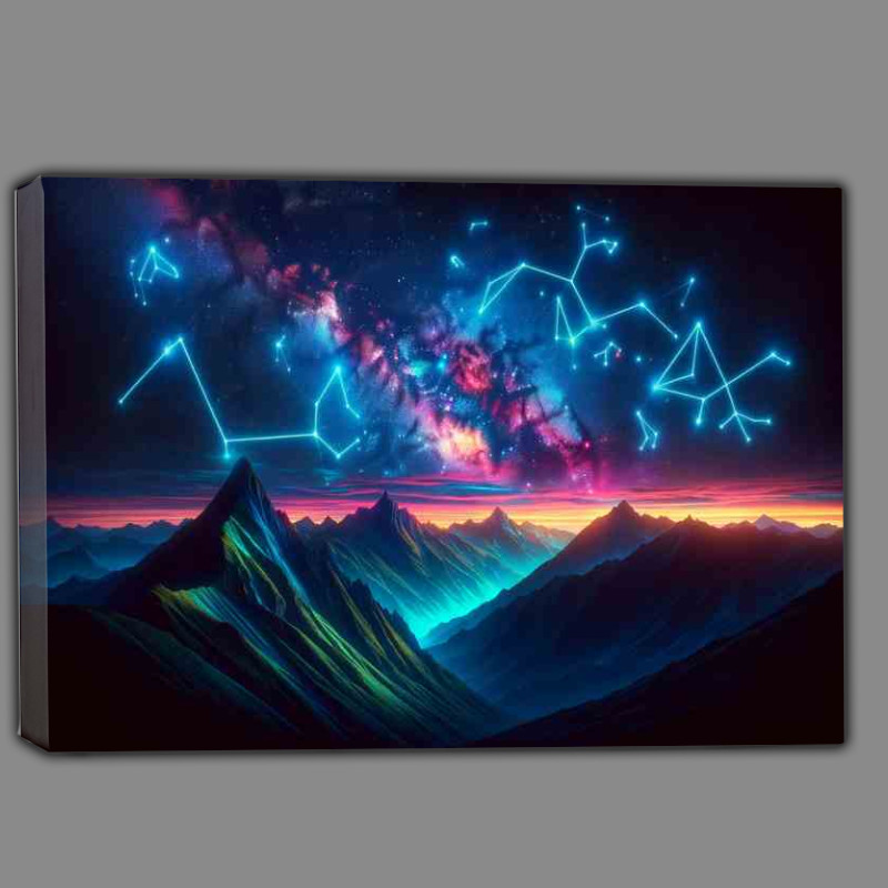 Buy Canvas : (Neon Constellations over a Mountain Range)