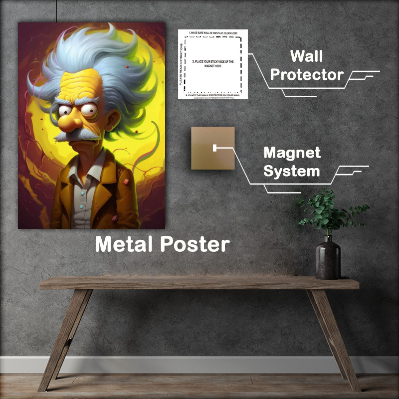 Buy Metal Poster : (Albert Einstein Simpsons cartoon style)