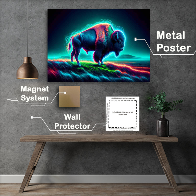 Buy : (Bison Neon Art Metal Poster)
