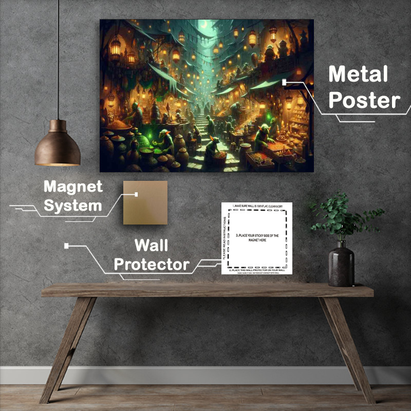 Buy Metal Poster : (Goblin Market bustling night)