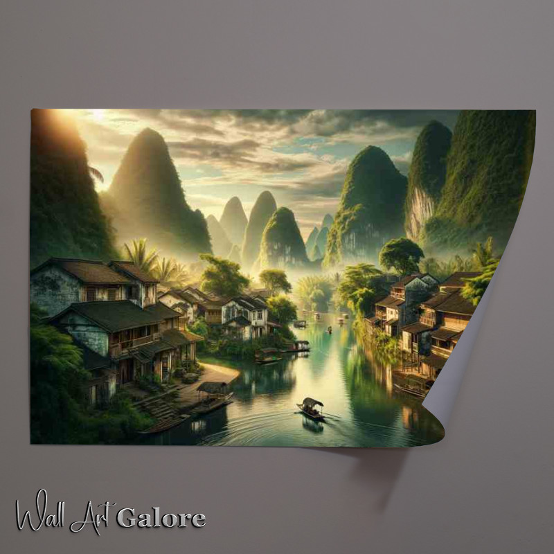 Buy Unframed Poster : (Tranquil Ancient Village River)