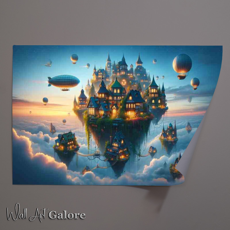 Buy Unframed Poster : (Whimsical Sky Village floating isles)