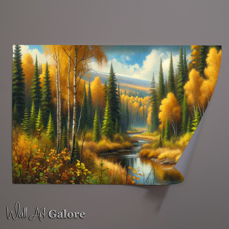 Buy Unframed Poster : (Autumn scene in the Siberian Taiga Russia)