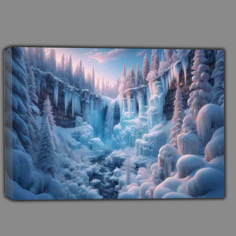 Buy Canvas : (Crystal Serenity The Enchanted Winter Waterfall)