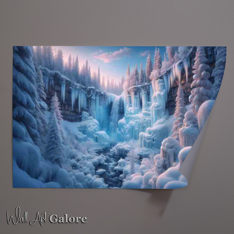 Buy Unframed Poster : (Crystal Serenity The Enchanted Winter Waterfall)