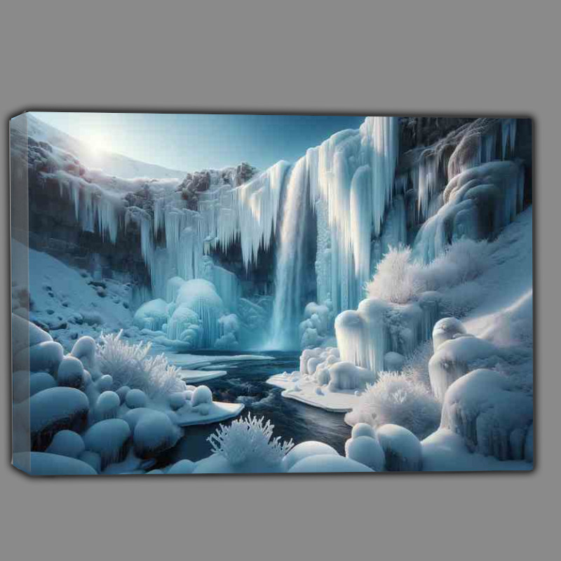 Buy Canvas : (Crystal Silence An Icy Waterfall in Iceland)